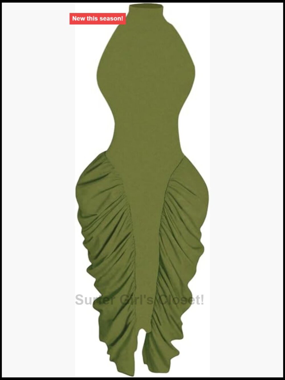 GORGLITTER Women's Halter Backless Cocktail Party Prom Midi Dress Ruched